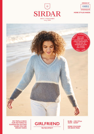 S10052 Ladies V Neck, 3 Colourway Sweater in Sirdar Girlfriend