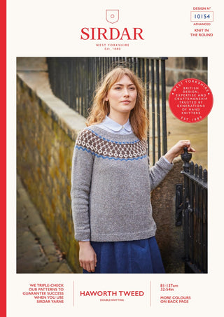 S10154 Women's Fairisle Yoke Sweater in Sirdar Haworth Tweed