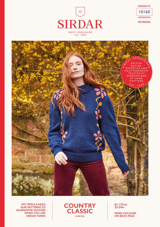 S10160 Women's Floral intarsia Sweater in Sirdar Country Classic Worsted