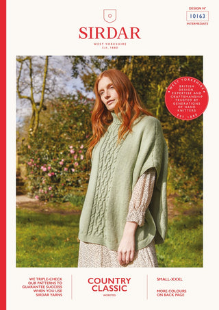 S10163 Women's Roll Neck Poncho in Sirdar Country Classic Worsted