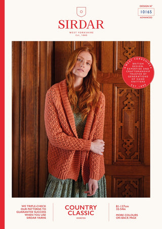 S10165 Women's Shawl Collar Cardigan in Sirdar Country Classic Worsted