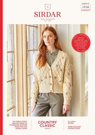 S10166 Women's Embroidered Lattice Cable Cardigan in Sirdar Country Classic Worsted