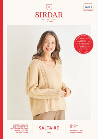 S10173 Women's V-neck Stripe Detailed Sweater in Sirdar Saltaire