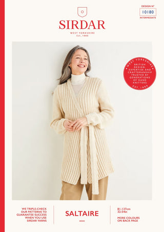 S10180 Women's Longline Cardigan in Sirdar Saltaire