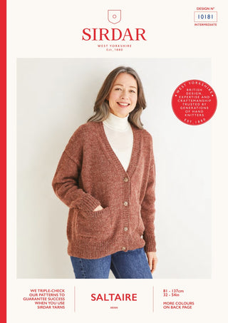 S10181 Women's V-neck Cardigan in Sirdar Saltaire