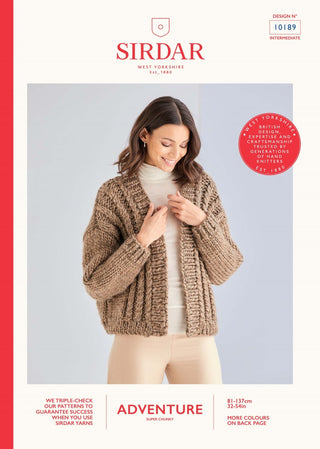 S10189 Ladies Ribbed Cardigan in Sirdar Adventure Super Chunky