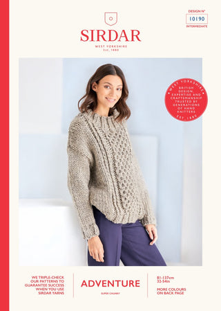 S10190 Women's Cable Panel Sweater in Sirdar Adventure Super Chunky