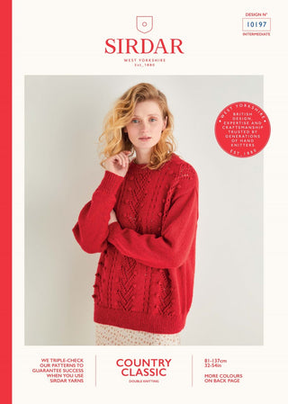 S10197 Ladies Lace And Bobble Textured Sweater in Sirdar Country Classic DK