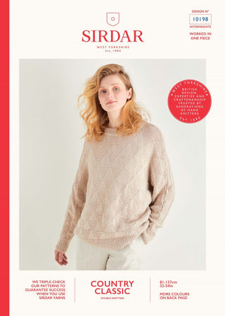 S10198 Ladies Triangle Reverse Stitch Sweater in Sirdar Country Classic DK