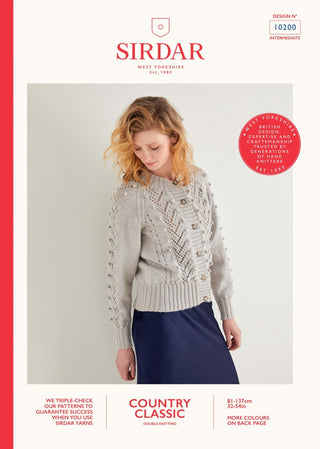 S10200 Ladies Lace & Bobble Cardigan in Sirdar Country Classic DK