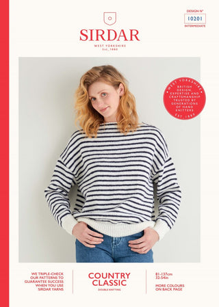 S10201 Ladies Boat Neck Breton Sweater in Sirdar Country Classic DK