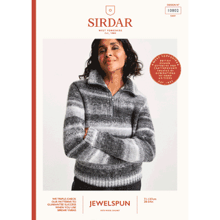S10802 Quartz Zip Collar Jumper in Sirdar Jewelspun with Wool Chunky