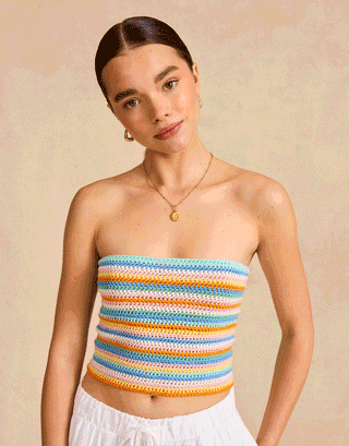 S10831 Lace Me Up Tube Top Crochet Pattern in Sirdar Stories DK