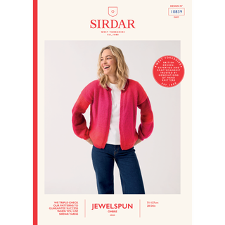 S10839 Event Edge to Edge Cardigan Knitted in Sirdar Jewelspun Ombre Aran