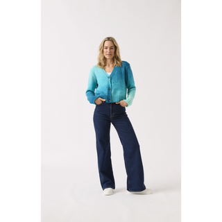 S10840 V Nice V Neck Cardigan Knitted in Sirdar Jewelspun Ombre Aran