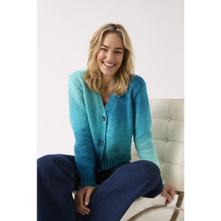 S10840 V Nice V Neck Cardigan Knitted in Sirdar Jewelspun Ombre Aran