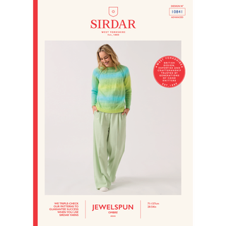 S10841 Round the Raglan Sweater Knitted in Sirdar Jewelspun Ombre Aran