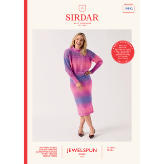 S10842 Togetherness Two-Piece Sweater & Skirt Knitted in Sirdar Jewelspun Ombre Aran