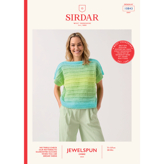 S10843 To A Tee Top Knitted in Sirdar Jewelspun Ombre Aran