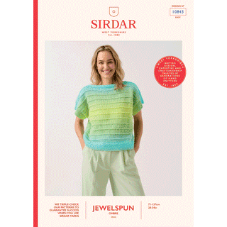 S10843 To A Tee Top Knitted in Sirdar Jewelspun Ombre Aran