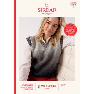 S10844 Vest in Show Pullover Vest Knitted in Sirdar Jewelspun Ombre Aran