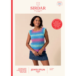 S10921 Gradient Granny Square Vest Crochet Pattern in Sirdar Jewelspun Ombre Aran