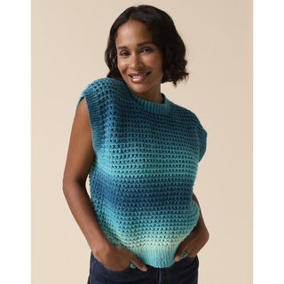 S10922 Shade-Shifting Circulat Tank Knitted in Sirdar Jewelspun Ombre Aran