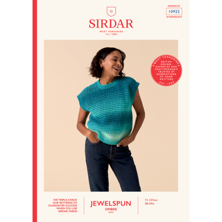 S10922 Shade-Shifting Circulat Tank Knitted in Sirdar Jewelspun Ombre Aran