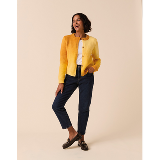 S10924 Offset Ombre Cardigan Knitted in Sirdar Jewelspun Ombre Aran