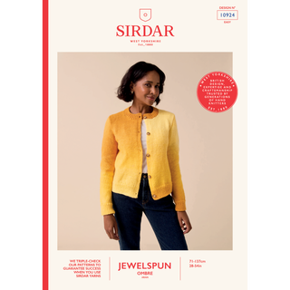 S10924 Offset Ombre Cardigan Knitted in Sirdar Jewelspun Ombre Aran