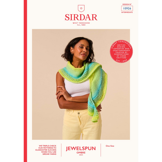 S10926 Crescent Glow Shawl Knitting Pattern in Sirdar Jewelspun Ombre Aran