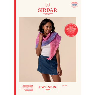 S10927 Gradient Shawl Crochet Pattern in Sirdar Jewelspun Ombre Aran