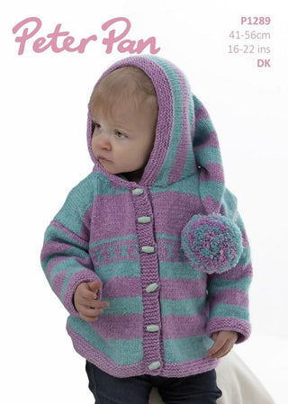 PP1289 Children's Striped Jacket with Pixie Hood in Peter Pan Pixie DK