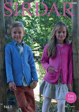 S2480 Children's Cardigans in Sirdar No. 1