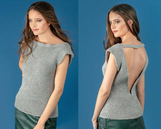 R3056 Ladies Open Back Top in Robin Sparkle DK