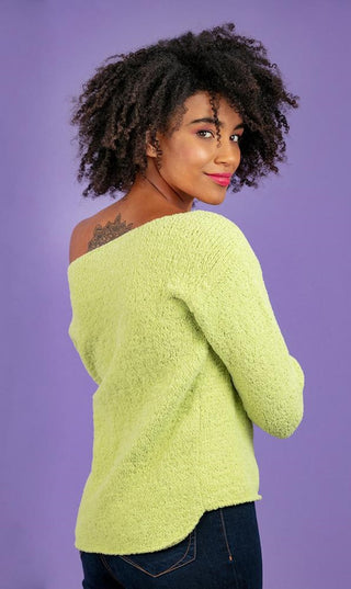 R3063 Ladies Scoop Back Sweater in Robin Plush DK