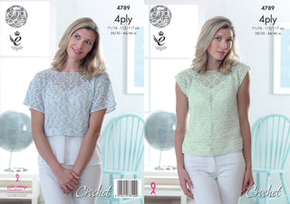 KC4789 Crochet Top for Women in King Cole Giza Cotton Sorbet 4ply