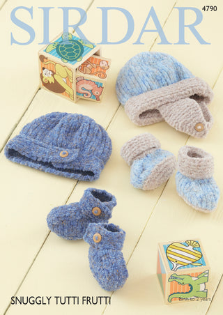 S4790 Booties and Hats for Babies in Sirdar Snuggly Tutti Frutti