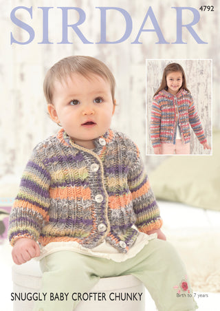 S4792 Cardigans for Babies in Sirdar Snuggly Baby Crofter Chunky