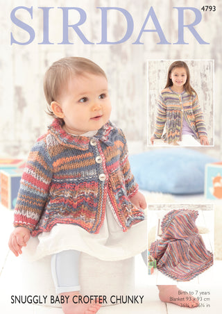 S4793 Blanket and Coat for Babies in Sirdar Snuggly Baby Crofter Chunky