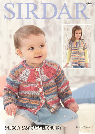 S4794 Cardigans for Babies in Sirdar Snuggly Baby Crofter Chunky