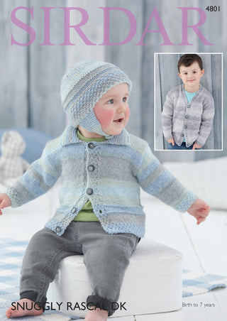 S4801 Cardigans and Hat for Babies in Sirdar Snuggly Rascal DK