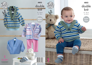 KC4803 Hoody, Sweater, Cardigan and Socks for Babies in King Cole Cherish & Cherished DK