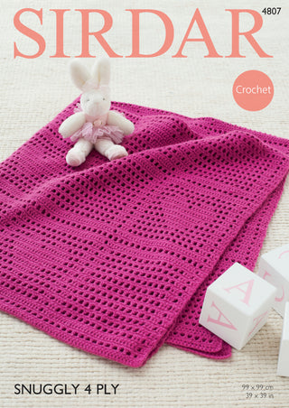 S4807 Crochet Baby Blanket in Sirdar Snuggly 4ply