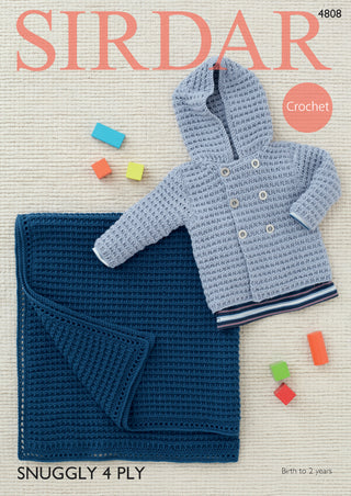 S4808 Crochet Blanket and Jacket for Babies in Sirdar Snuggly 4ply
