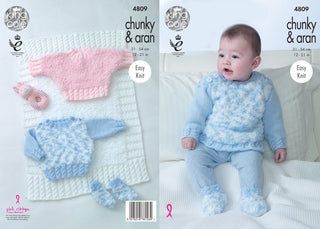 KC4809 Sweater, Top, Blanket and Socks for Babies in King Cole Cuddles Multi Chunky