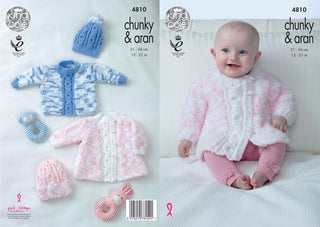 KC4810 Coat, Sweater and Hats for Babies in King Cole Cuddles Multi Chunky