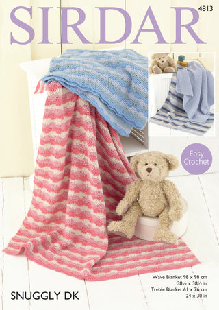 S4813 Crochet Blankets for Babies in Sirdar Snuggly DK