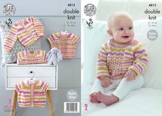 KC4813 Cardigans and Sweaters for Babies in King Cole Candystripe DK