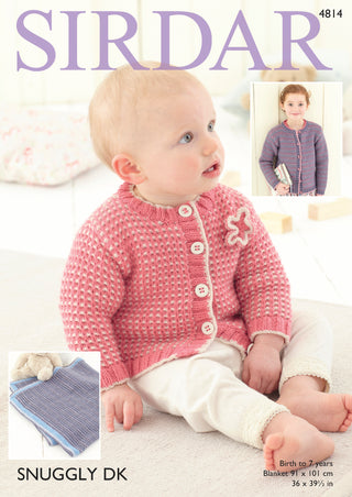 S4814 Cardigan and Banket for Babies in Sirdar Snuggly DK